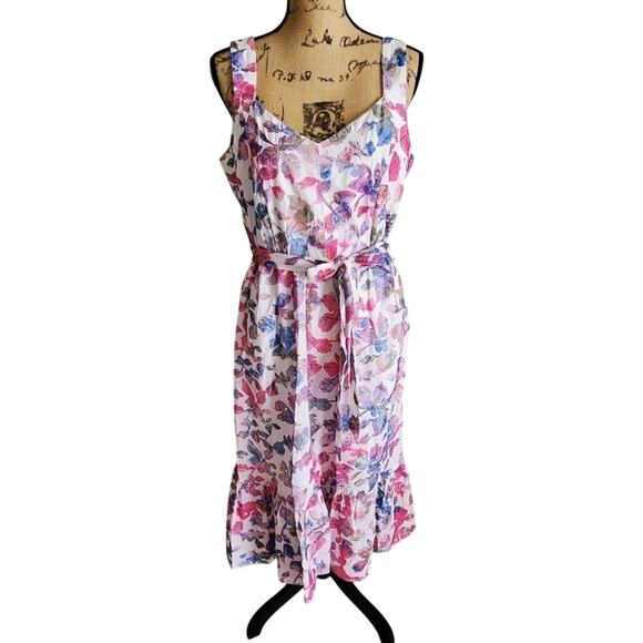 Donna‎ Ricco embroidered floral tied waist ruffle prairie dress size 12 new!! - Picture 1 of 9